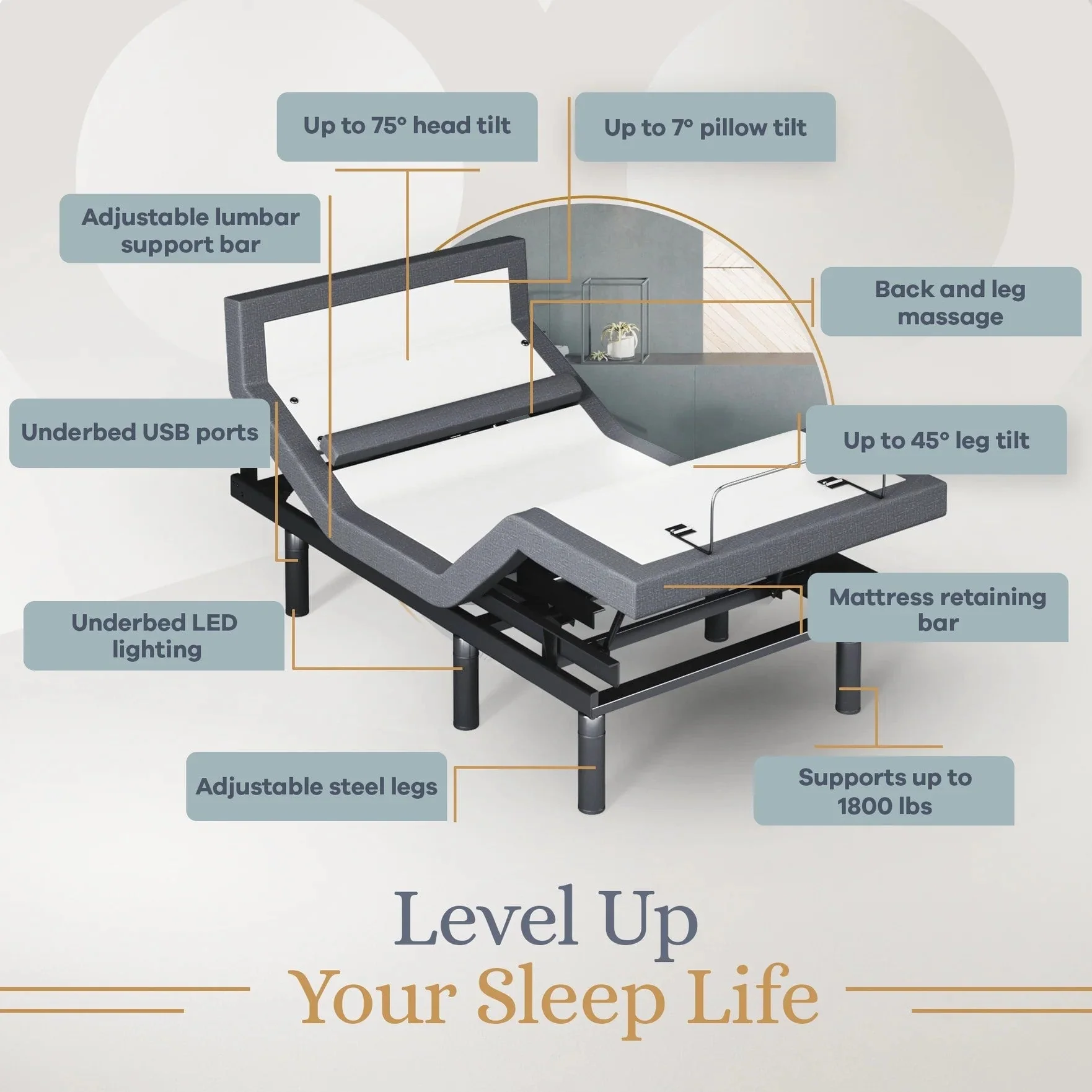 Bliss Series Adjustable Bed Frame + Choice of Mattress Bundle - Image 211