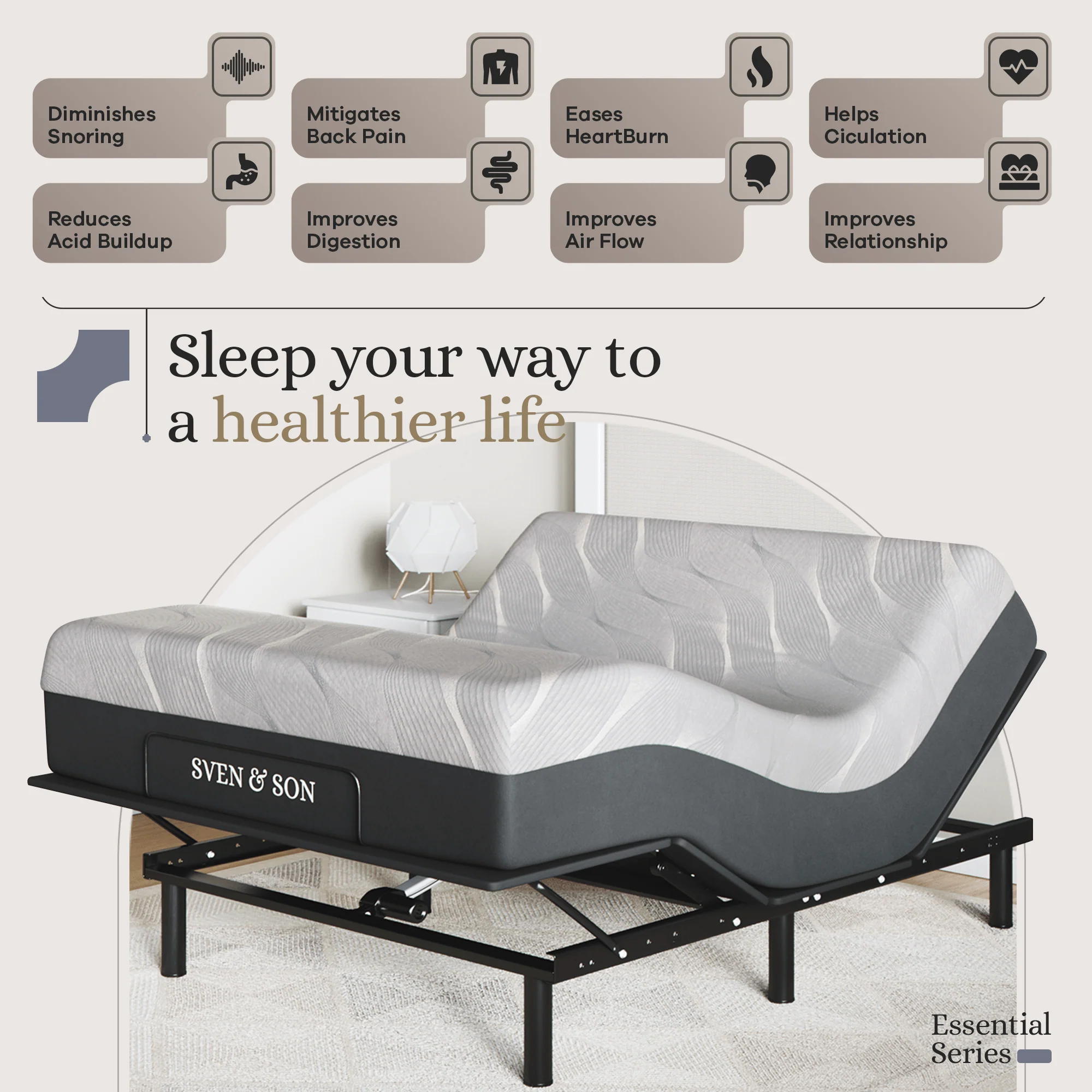 Essential Series Adjustable Bed Frame + Choice of Mattress Bundle - Image 143