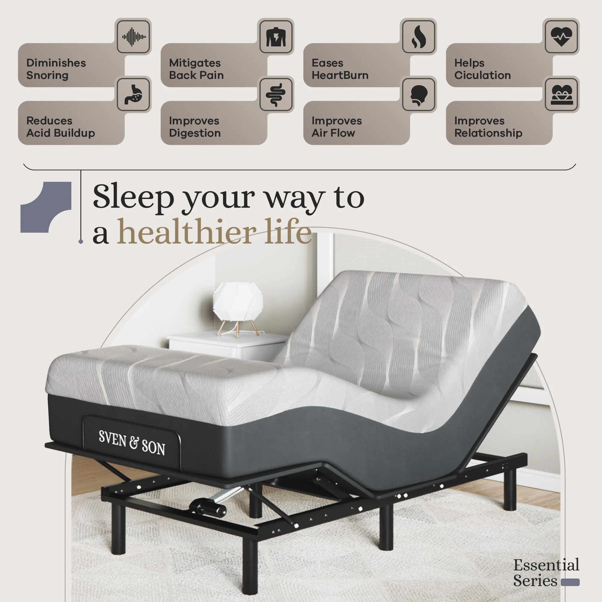 Essential Series Adjustable Bed Frame + Choice of Mattress Bundle - Image 147
