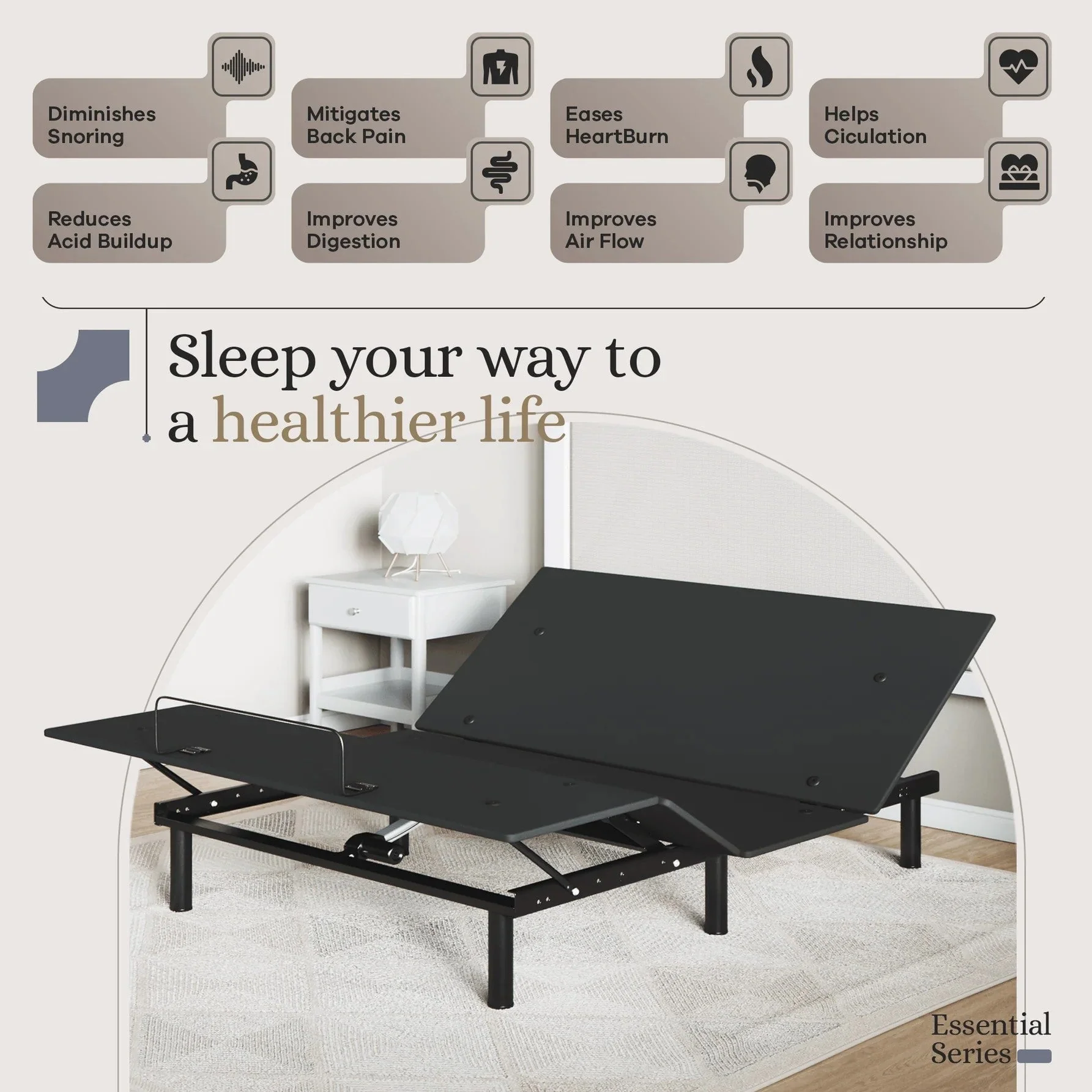 Essential Series Adjustable Bed Frame + Choice of Mattress Bundle - Image 197