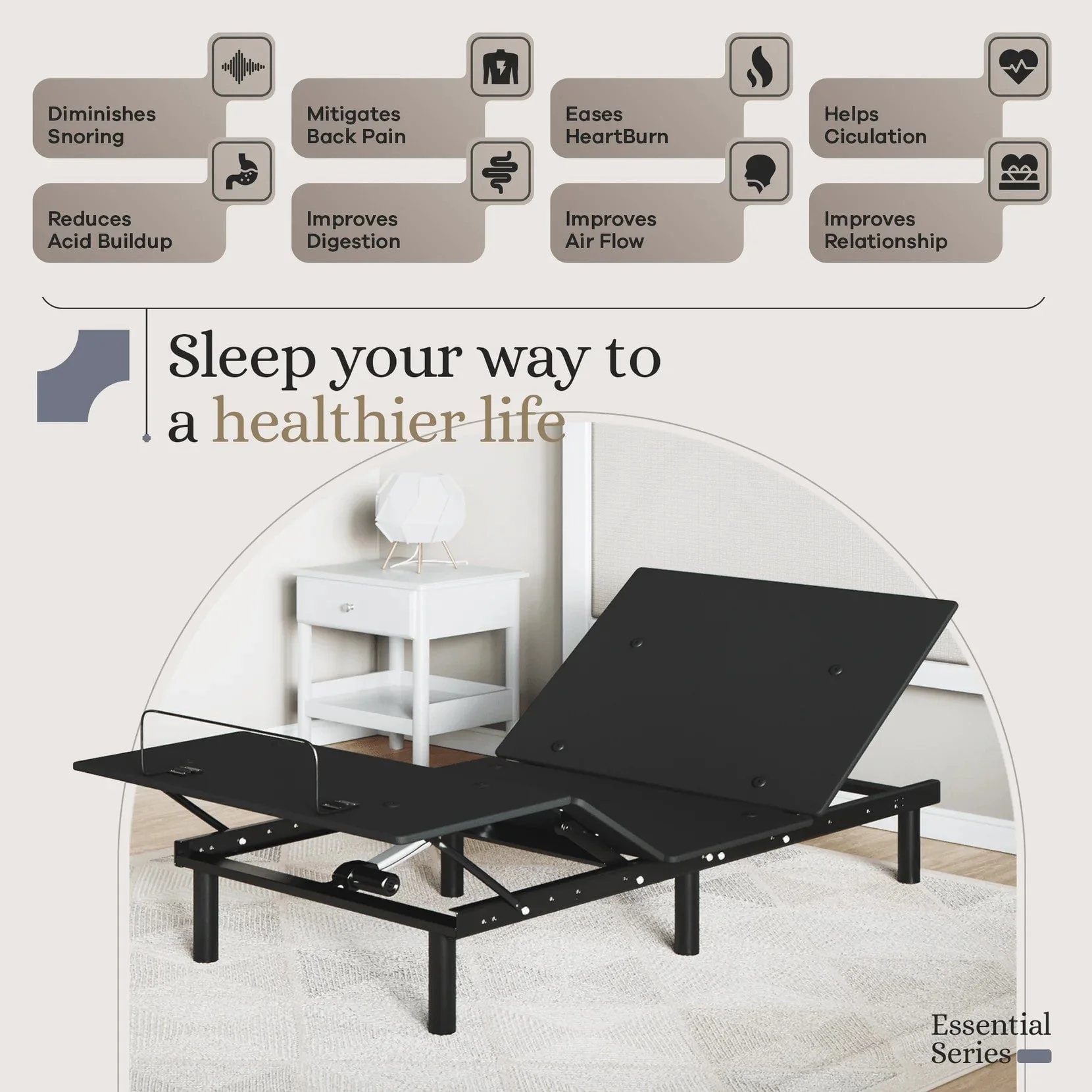 Essential Series Adjustable Bed Frame + Choice of Mattress Bundle - Image 210