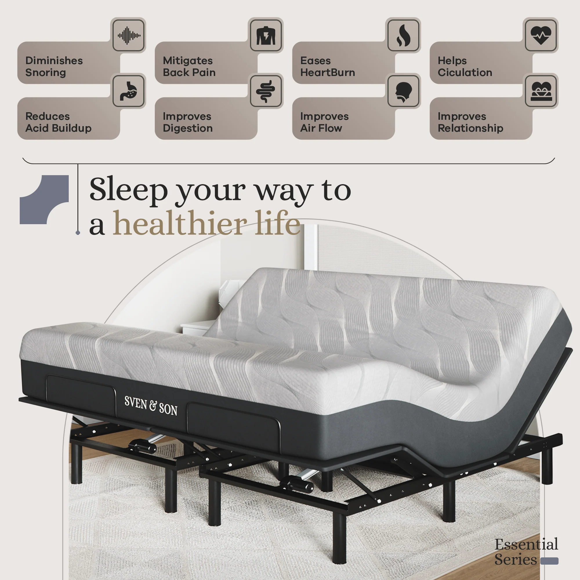 Essential Series Adjustable Bed Frame + Choice of Mattress Bundle - Image 65