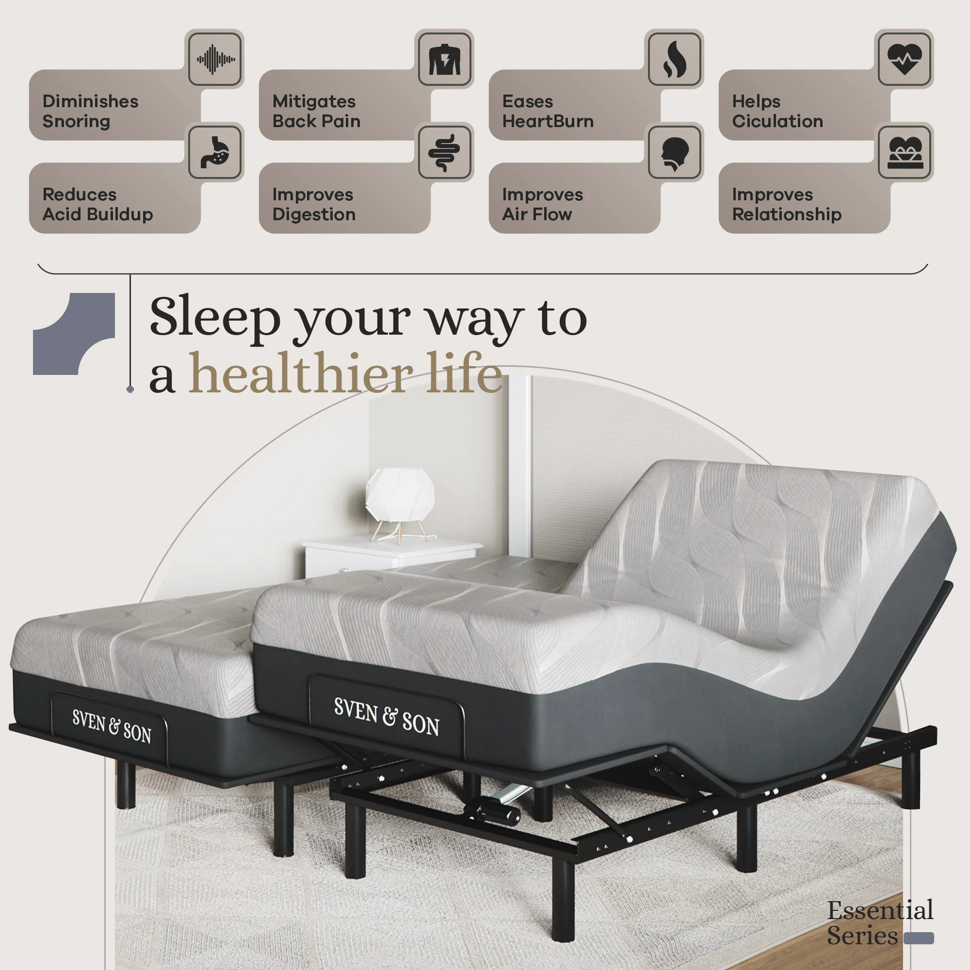 Essential Series Adjustable Bed Frame + Choice of Mattress Bundle - Image 76