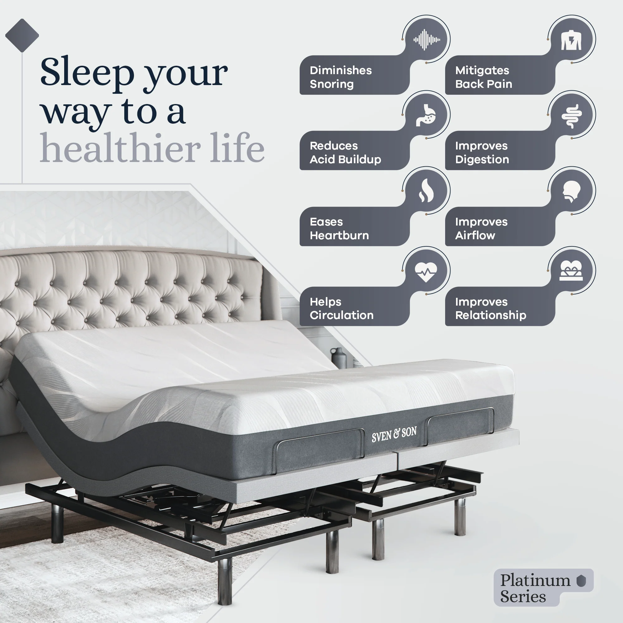 Platinum Series Adjustable Bed Frame + Choice of Mattress Bundle - Image 62